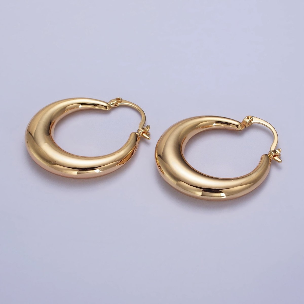 Gold Filled Thin Dome 30mm Hoops French Lock Earrings in Gold & Silver | AB212 AB213