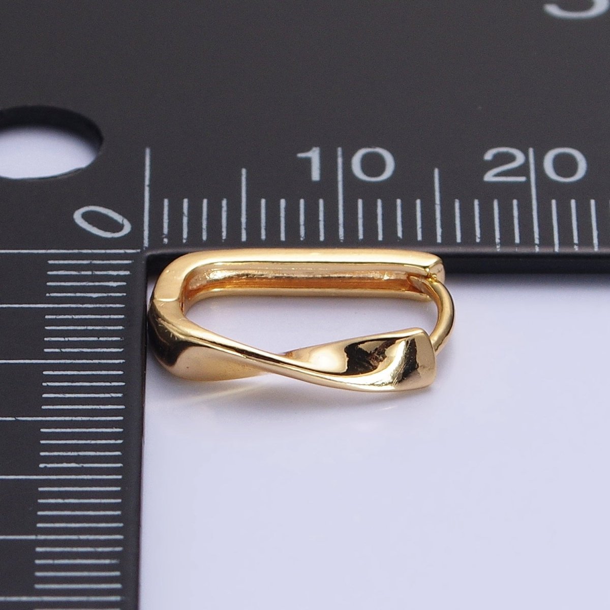 Gold Filled Twisted Geometric 15.5mm Oblong U-Shaped Hoop Earrings in Gold & Silver | AB827 AB1544