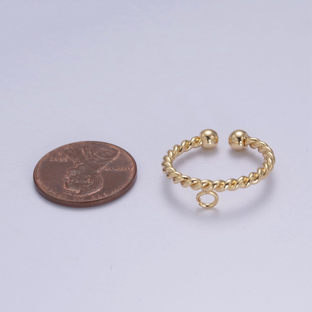 Gold Filled Twisted Rope Ring with Open Link for Jewelry Making Supply Finding L-612 - DLUXCA