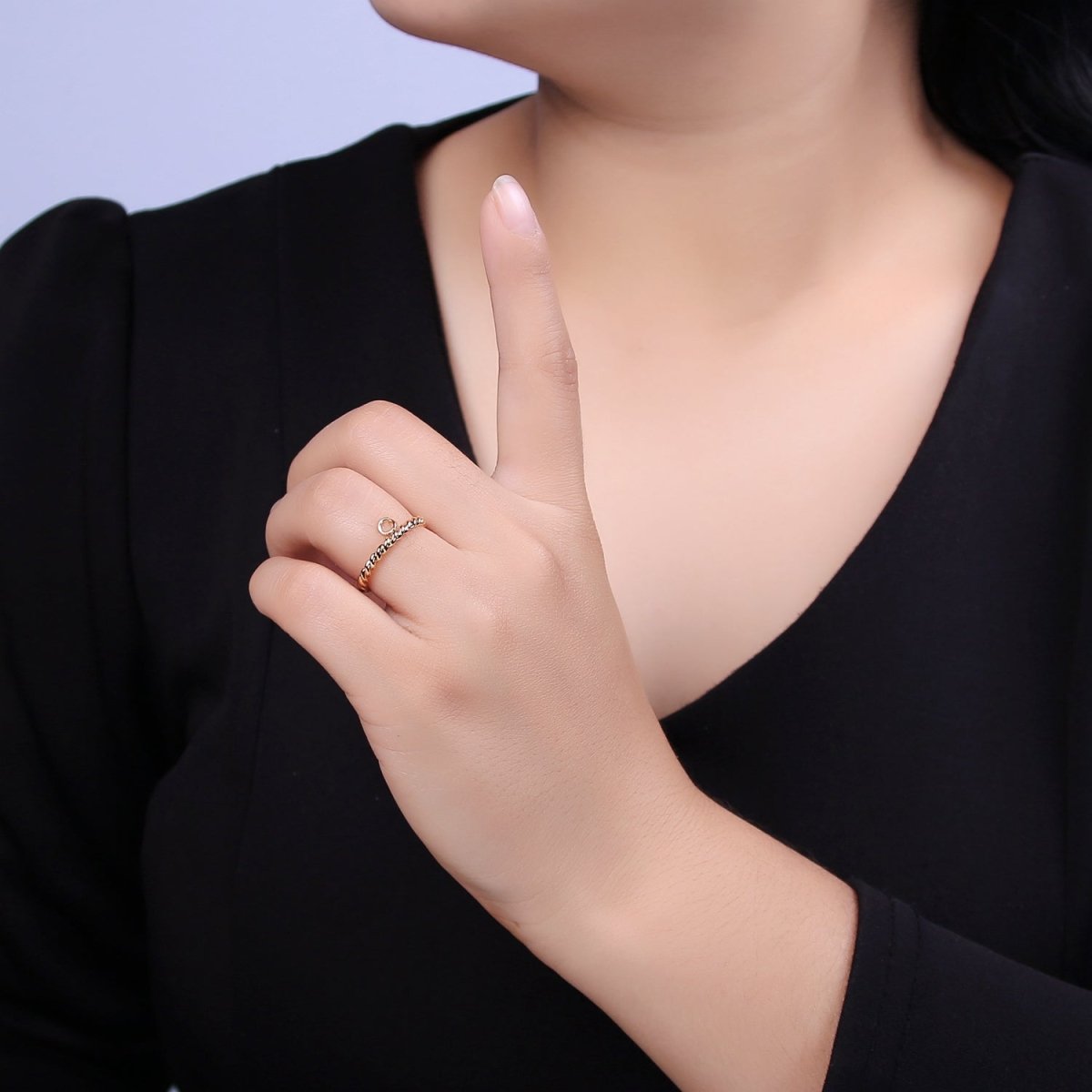 Gold Filled Twisted Rope Ring with Open Link for Jewelry Making Supply Finding L-612 - DLUXCA