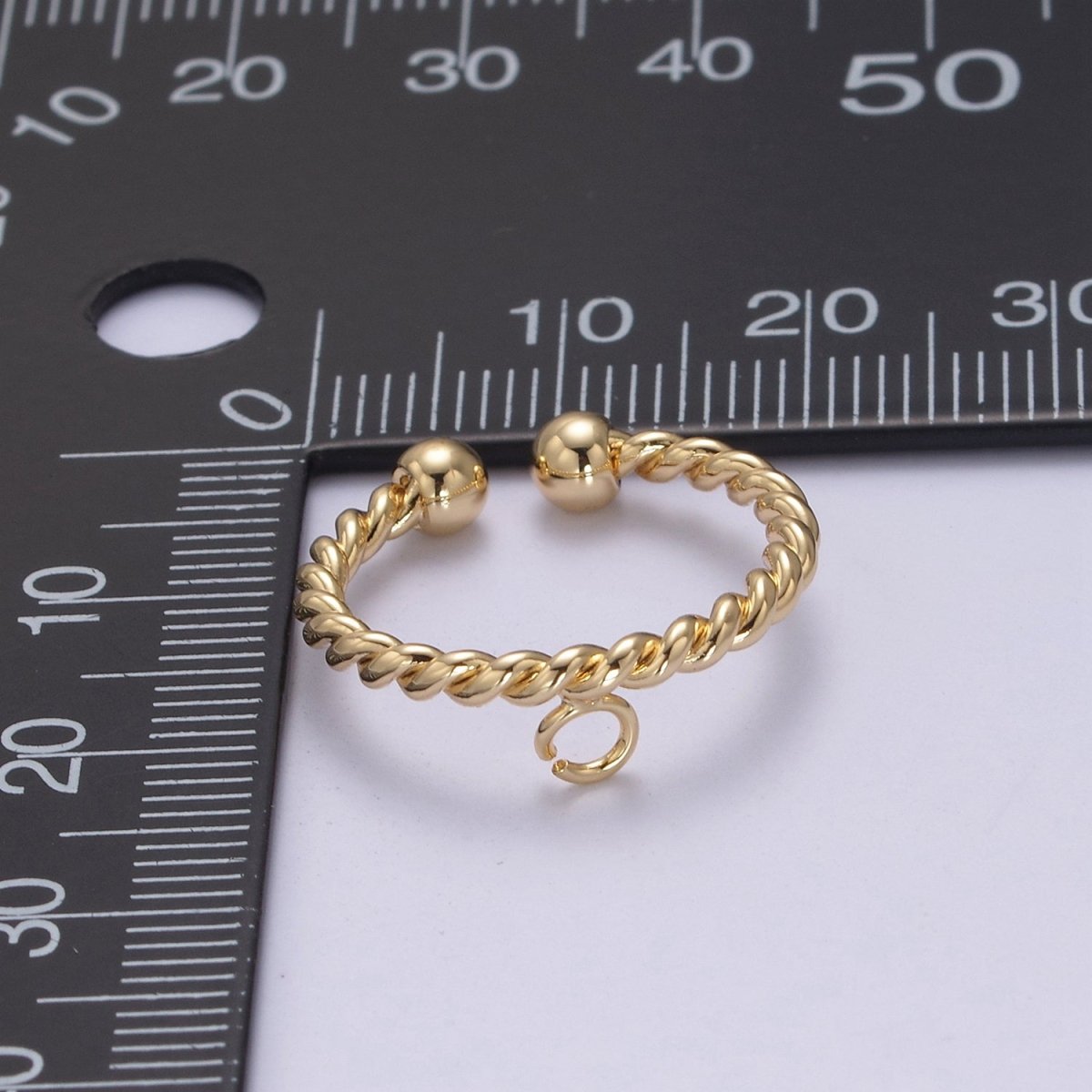 Gold Filled Twisted Rope Ring with Open Link for Jewelry Making Supply Finding L-612 - DLUXCA
