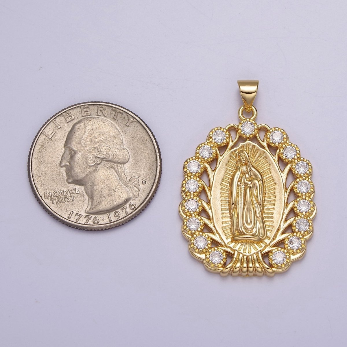 Gold Filled Virgin Mary Pendant Gold Lady Guadalupe Medallion Charm for Religious Necklace J-404 - DLUXCA
