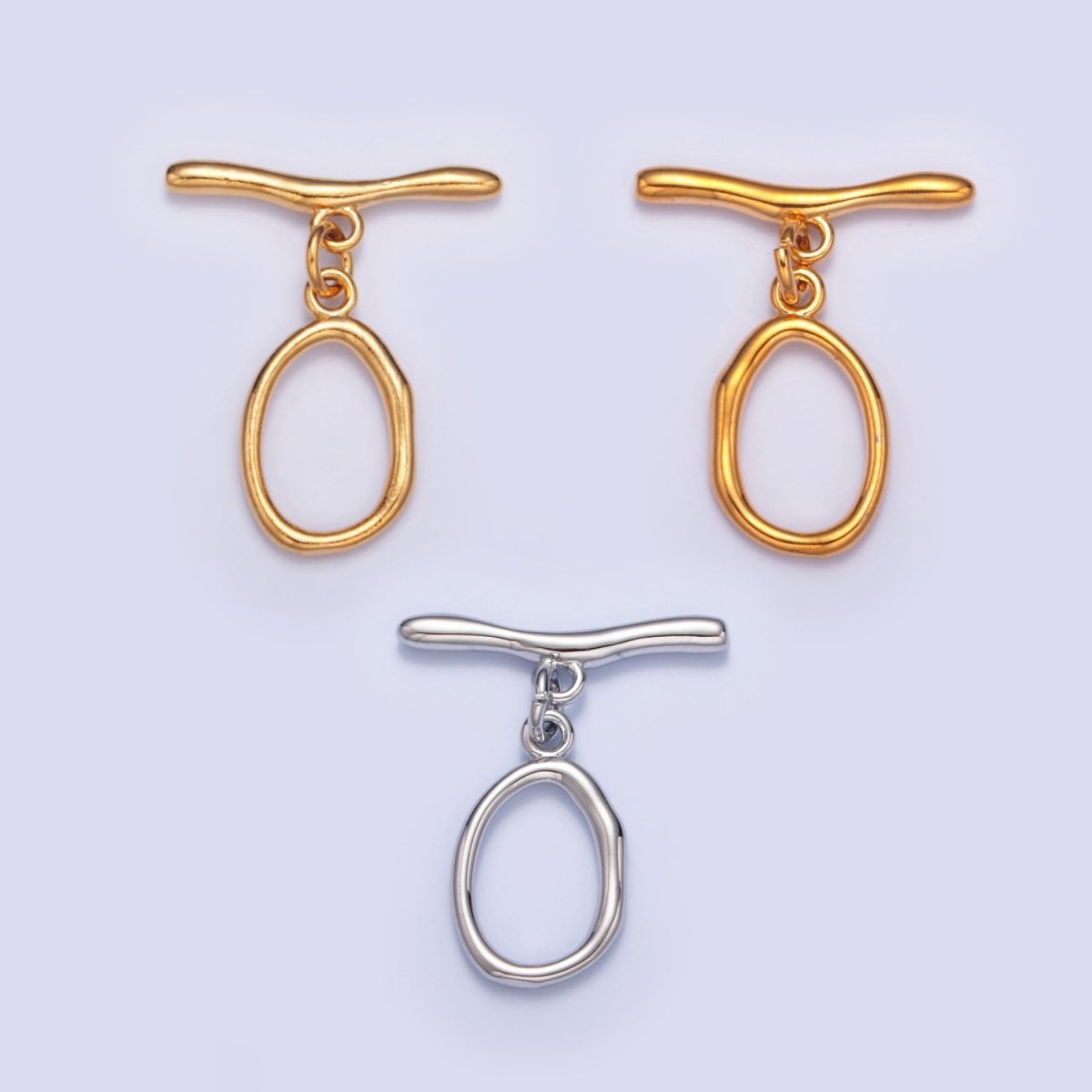 Gold Filled Wavy Geometric Toggle Clasps Closure in Gold & Silver  L-756~L-758