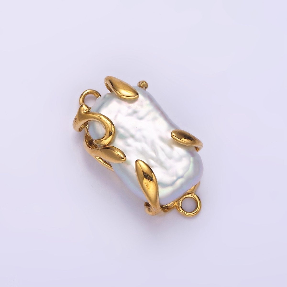 Gold Filled White Baroque Freshwater Pearl Molten Drip Connector in Gold & Silver G-726 G-784