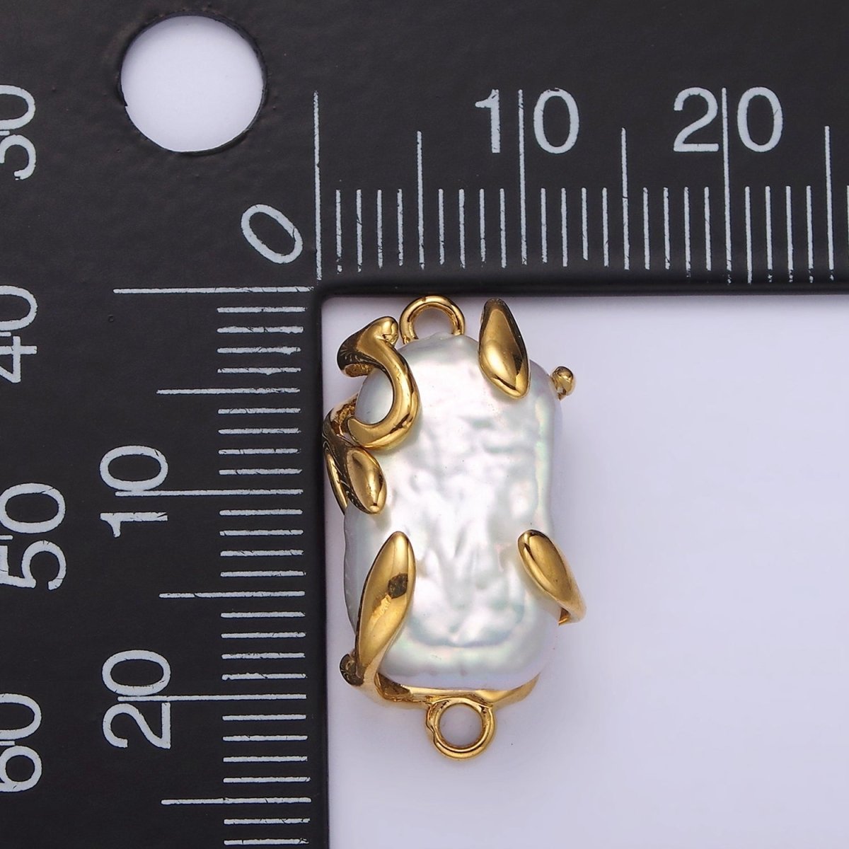 Gold Filled White Baroque Freshwater Pearl Molten Drip Connector in Gold & Silver G-726 G-784