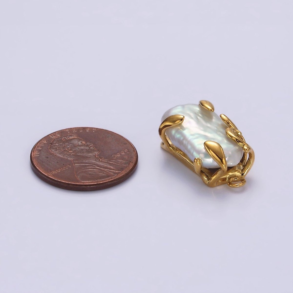 Gold Filled White Baroque Freshwater Pearl Molten Drip Connector in Gold & Silver G-726 G-784