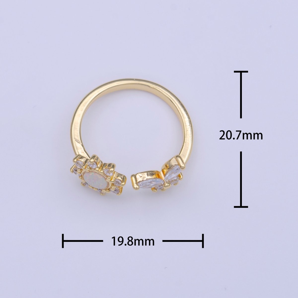 Gold Filled White Celestial Sun Clear CZ Butterfly Open Adjustable Ring | O-121