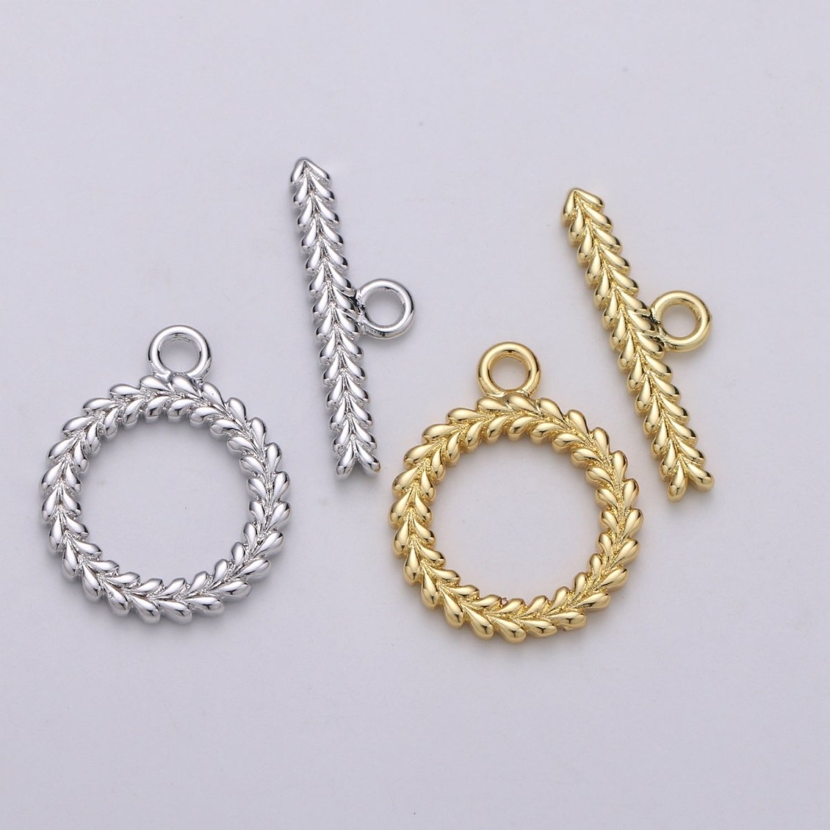 Gold Filled Wreath Classic Twist Toggle Clasp For DIY Jewelry Making  L-065~L-066