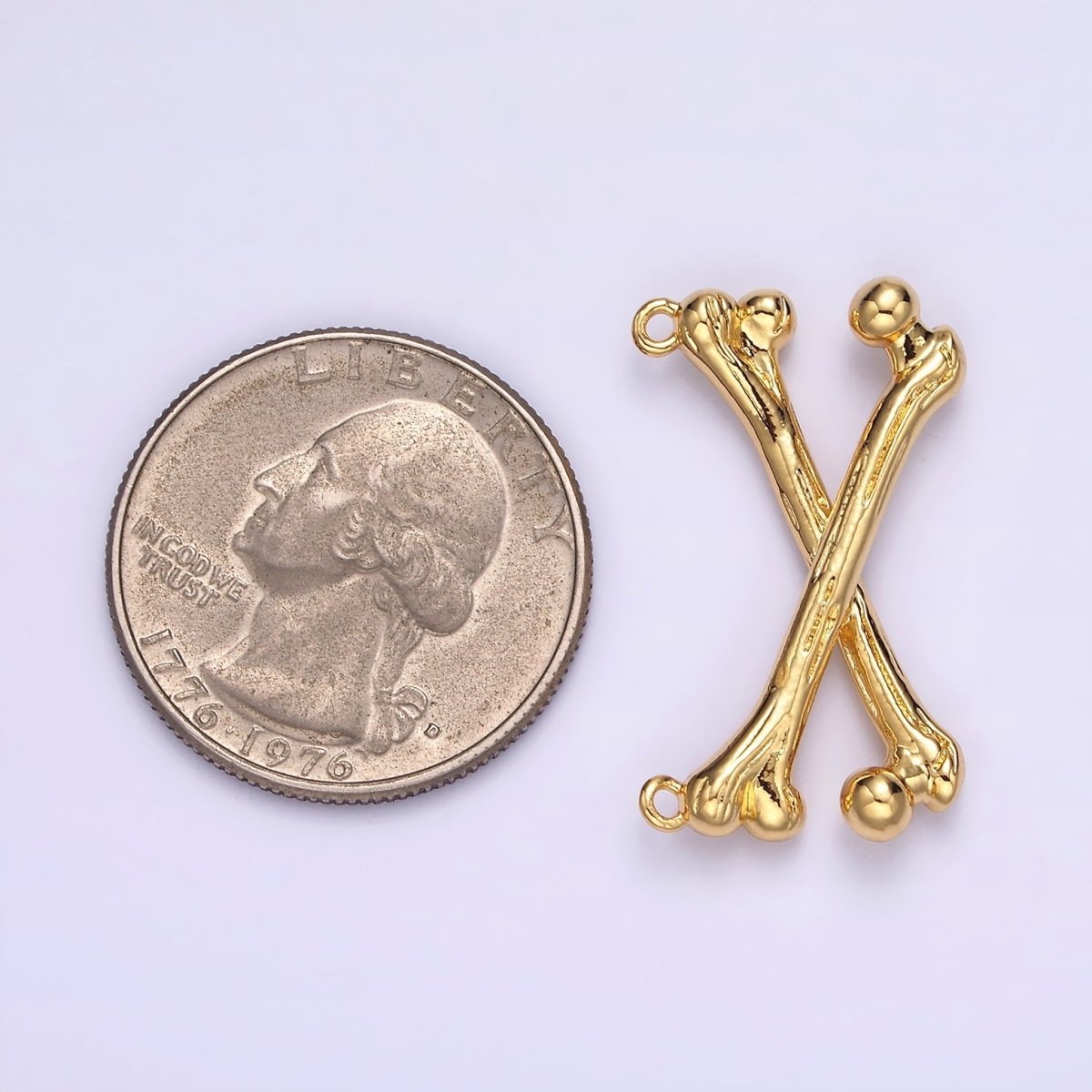 Gold Filled X Crossed Textured Bone Skeleton Connector in Gold & Silver G-711 G-712