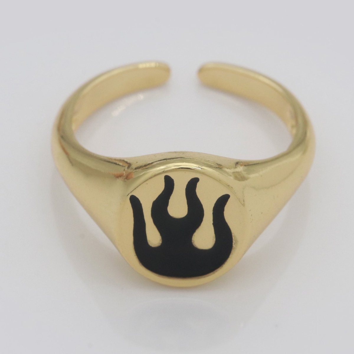 Gold Fire Signet Ring Flame Open Ring Adjustable Statement Ring S-198 ~ S-208