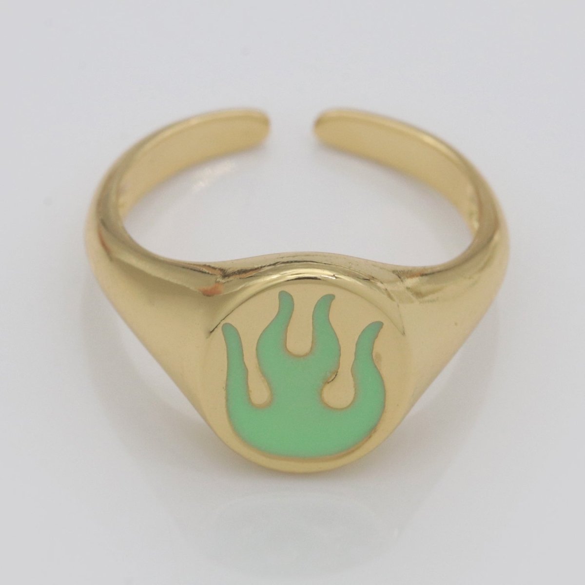 Gold Fire Signet Ring Flame Open Ring Adjustable Statement Ring S-198 ~ S-208