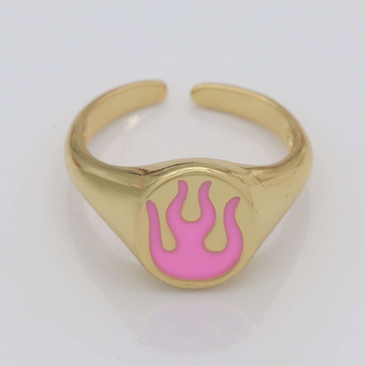 Gold Fire Signet Ring Flame Open Ring Adjustable Statement Ring S-198 ~ S-208