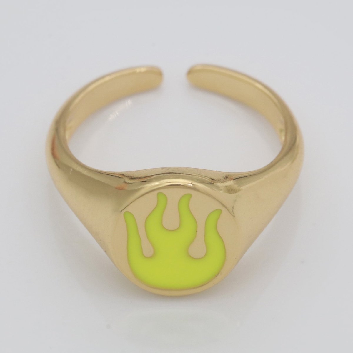 Gold Fire Signet Ring Flame Open Ring Adjustable Statement Ring S-198 ~ S-208