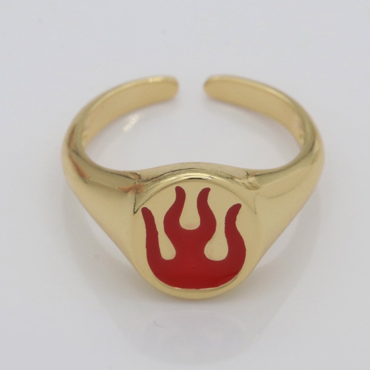 Gold Fire Signet Ring Flame Open Ring Adjustable Statement Ring S-198 ~ S-208