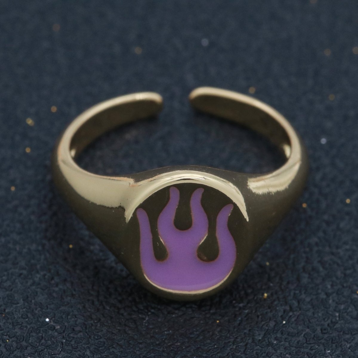 Gold Fire Signet Ring Flame Open Ring Adjustable Statement Ring S-198 ~ S-208