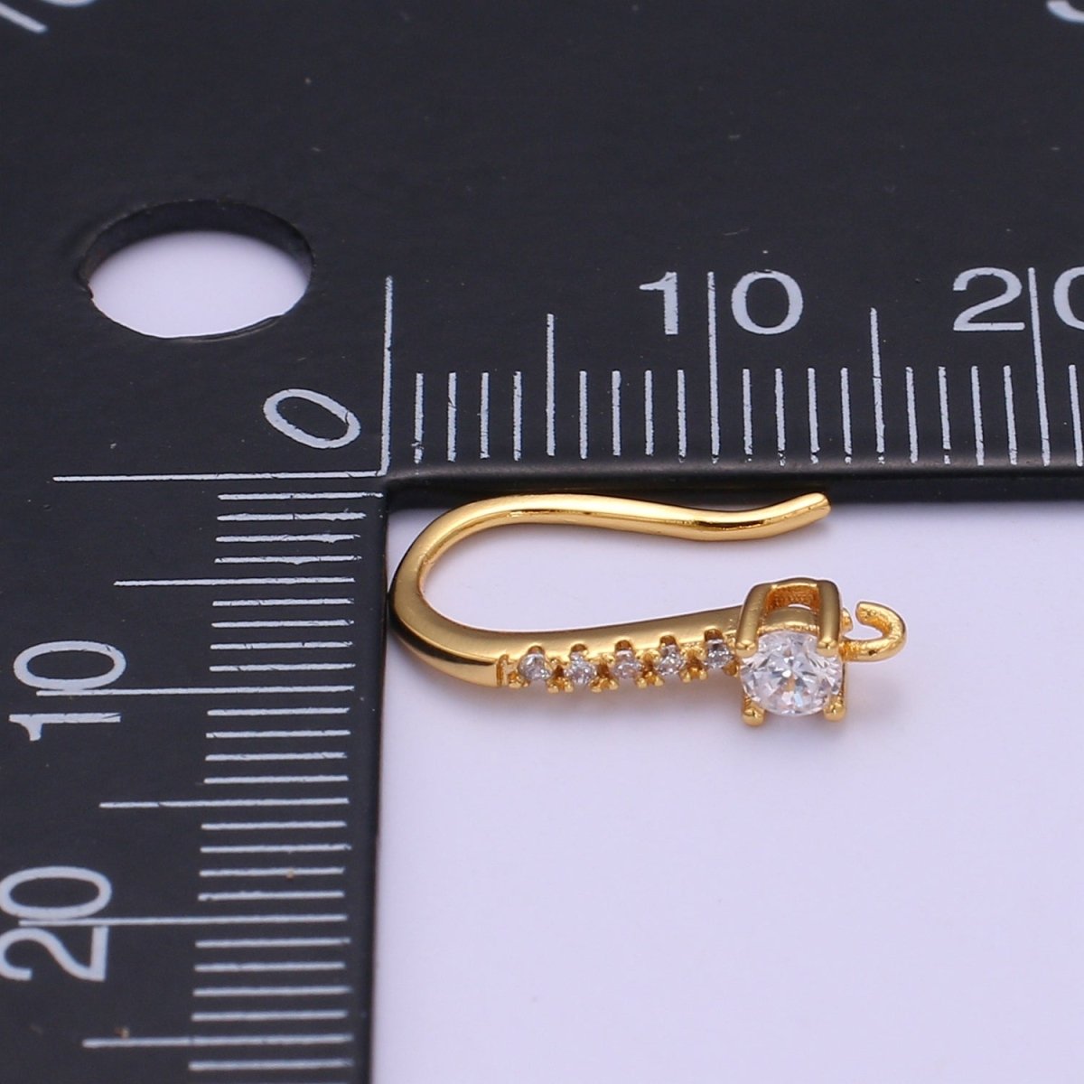 Gold Fish Hook Earrings Ear Wires French Hooks 15.5x9.5mm size 1 pair Open loop Micro Pave Cz Hook Earring Supply L-235~L-237