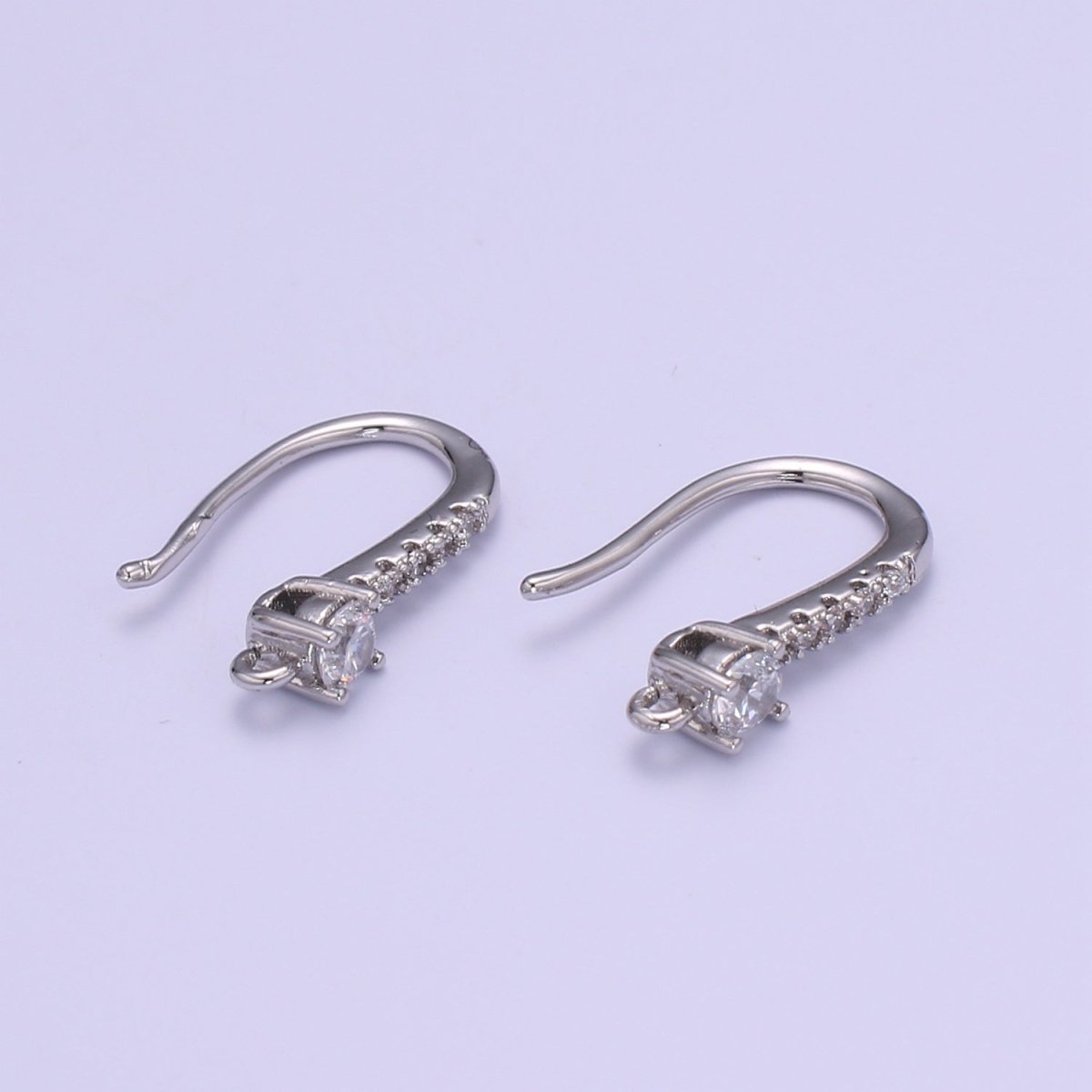 Gold Fish Hook Earrings Ear Wires French Hooks 15.5x9.5mm size 1 pair Open loop Micro Pave Cz Hook Earring Supply L-235~L-237