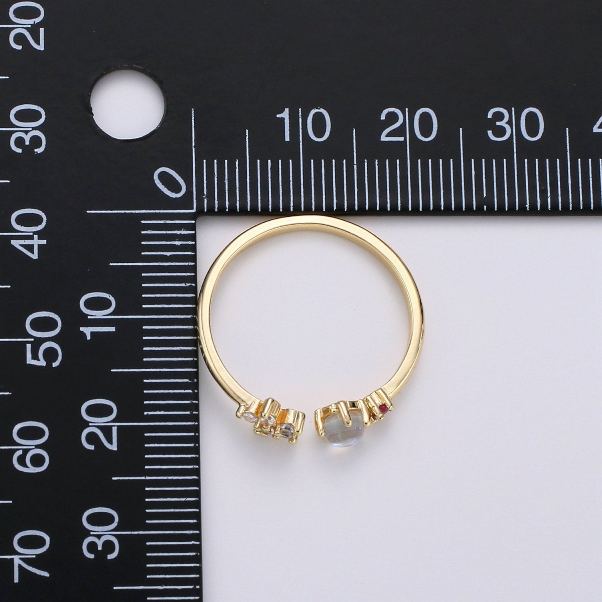 Gold Flower Ring, Dainty Floral Ring, Adjustable Ring, Minimalist Opal Ring, Minimalist Ring, Gold Open Ring, Dainty Jewelry R-086