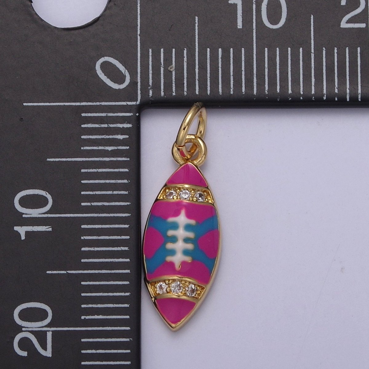 24K Gold Filled Football Sports Micro Paved CZ Enamel Charm | N874 W125