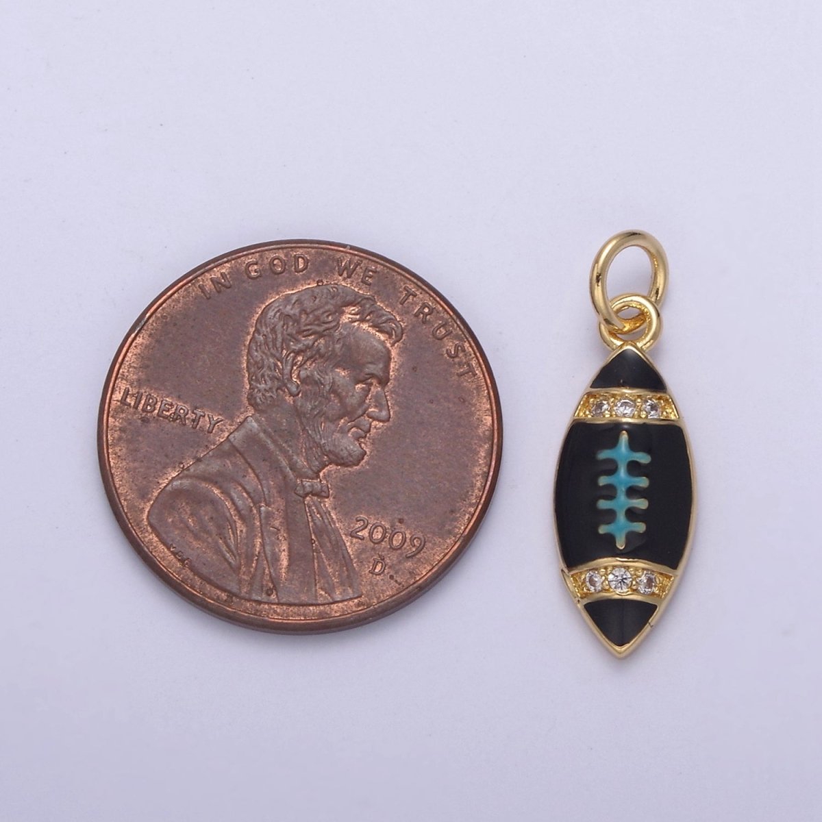24K Gold Filled Football Sports Micro Paved CZ Enamel Charm | N874 W125