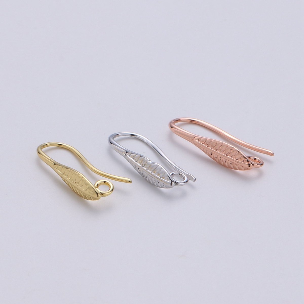 Gold French Hook Earwire with leaf design 14k Gold Filled  craft earring supply for making earrings component, K-669 K-671