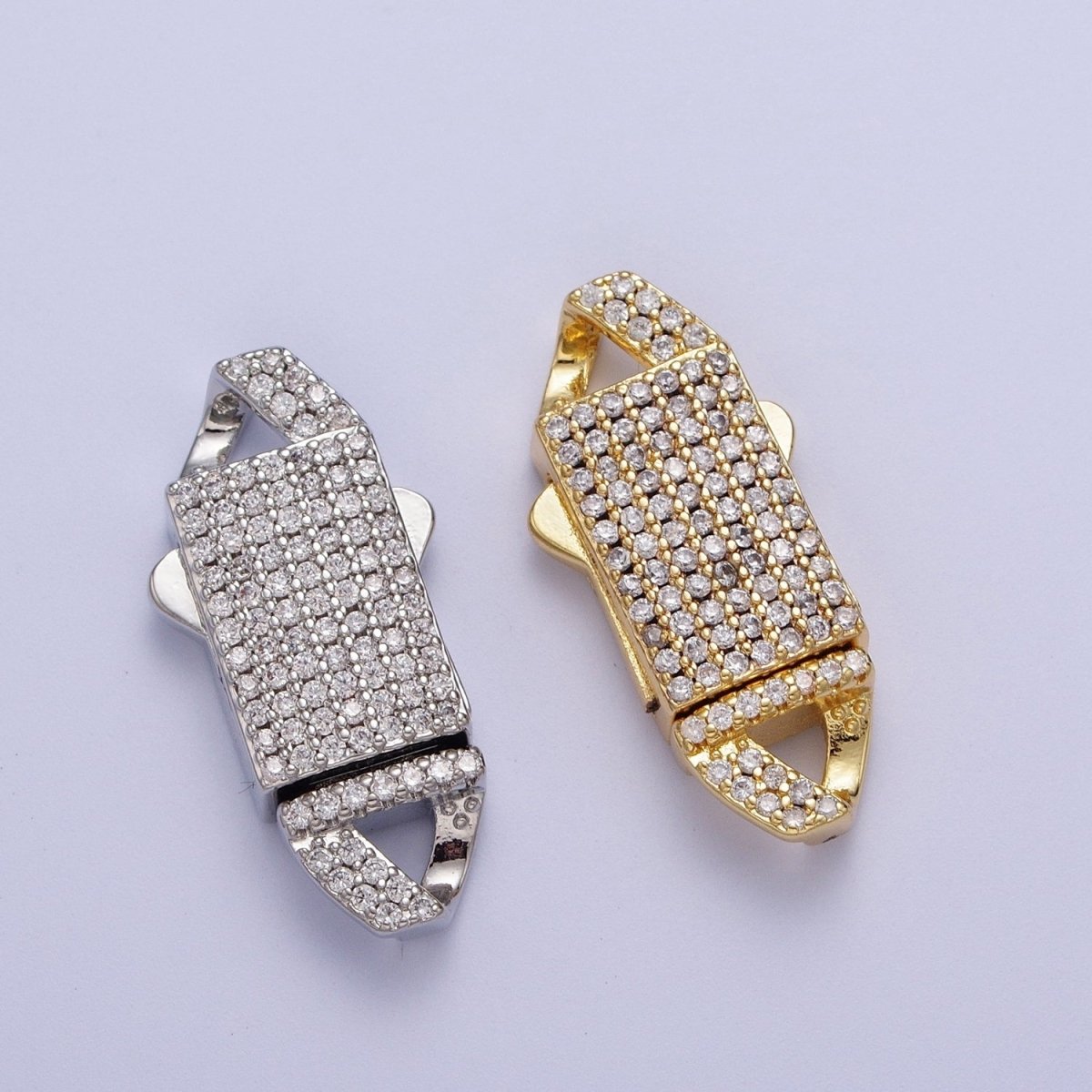 Gold Full Pave CZ Box Buckle Clasp for Bracelet Making K-100 K-105
