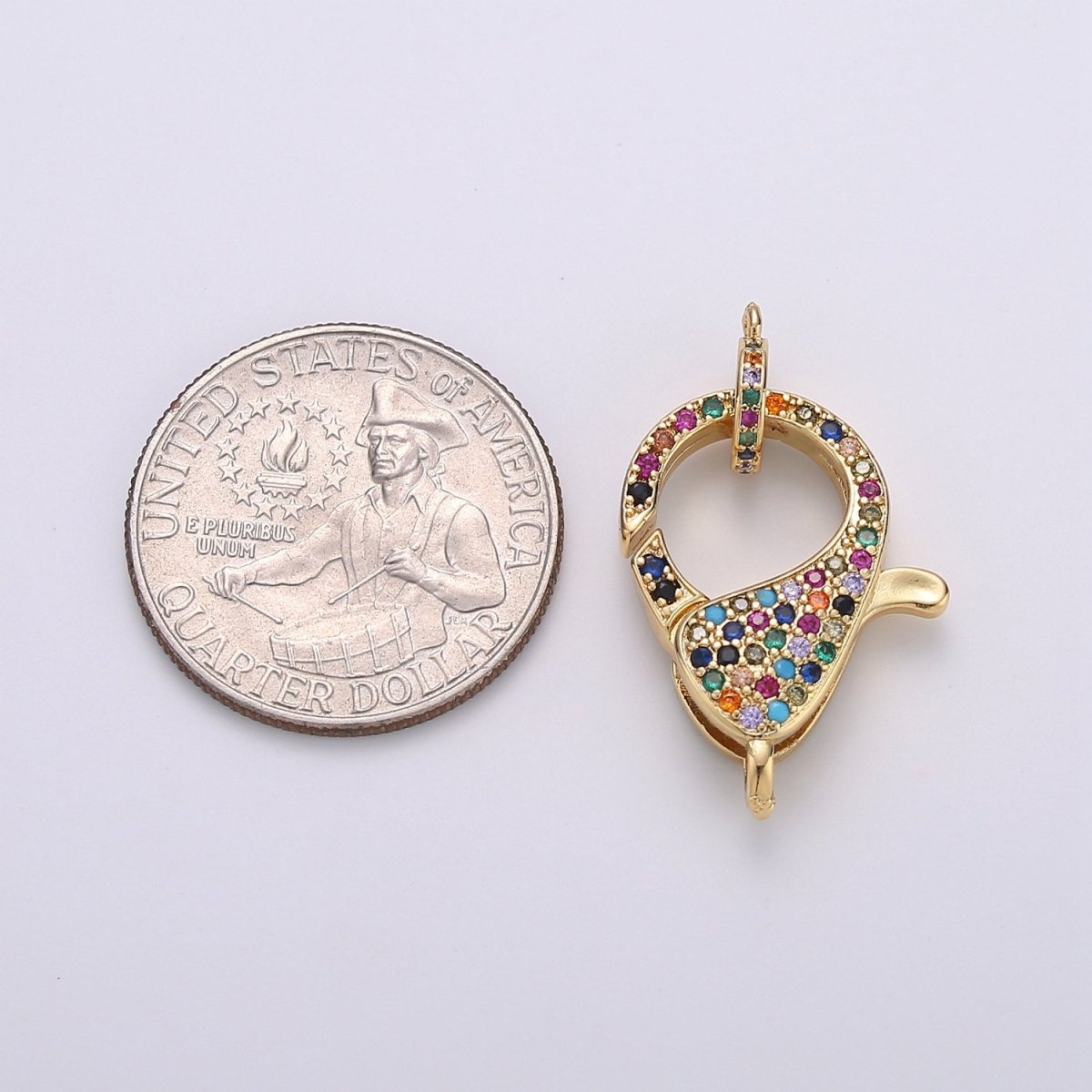 Gold Full Pave Lobster Clasp, Clear Pave Clasp Rainbow Pave Clasp for Necklace Bracelet End Clasp K-916 K-917