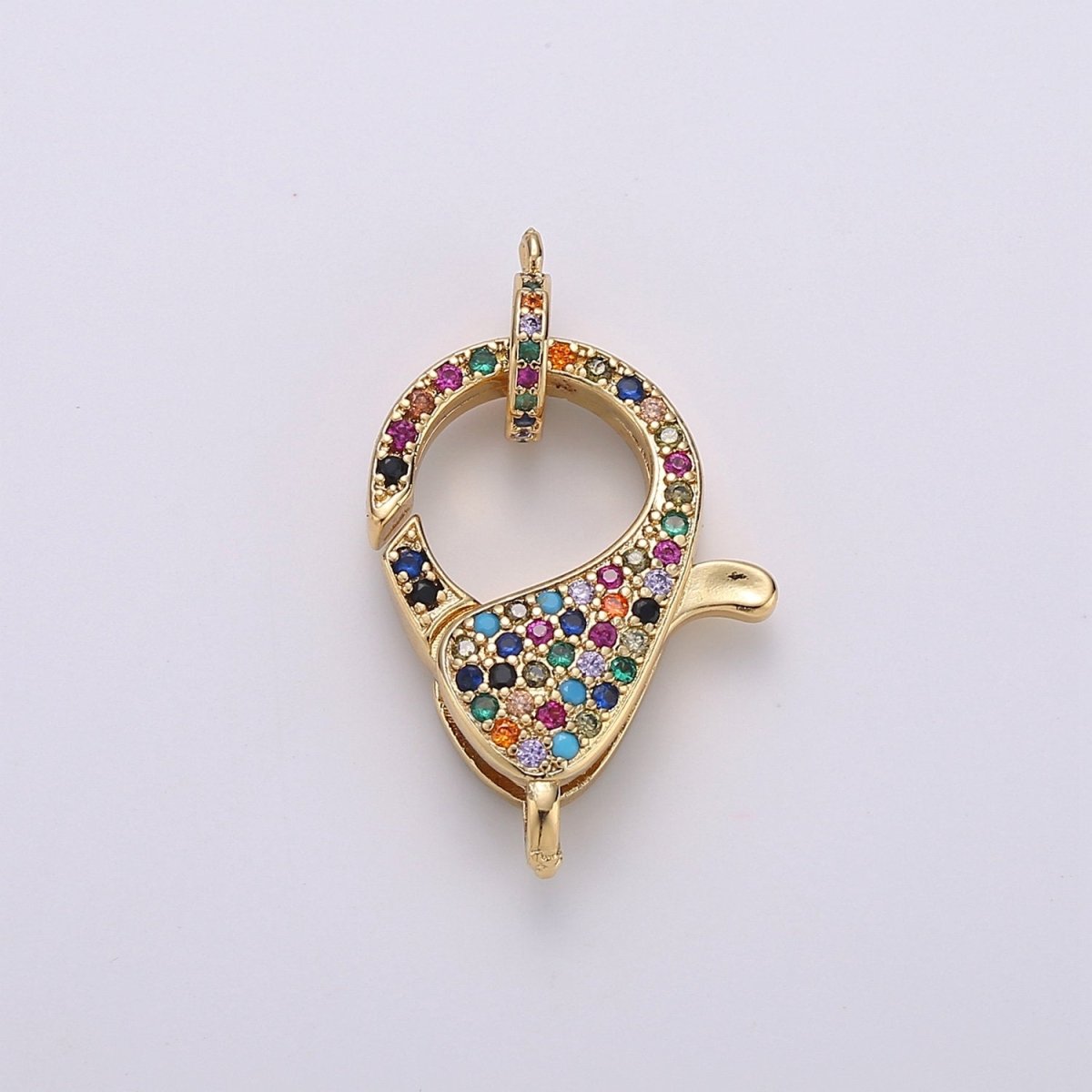Gold Full Pave Lobster Clasp, Clear Pave Clasp Rainbow Pave Clasp for Necklace Bracelet End Clasp K-916 K-917