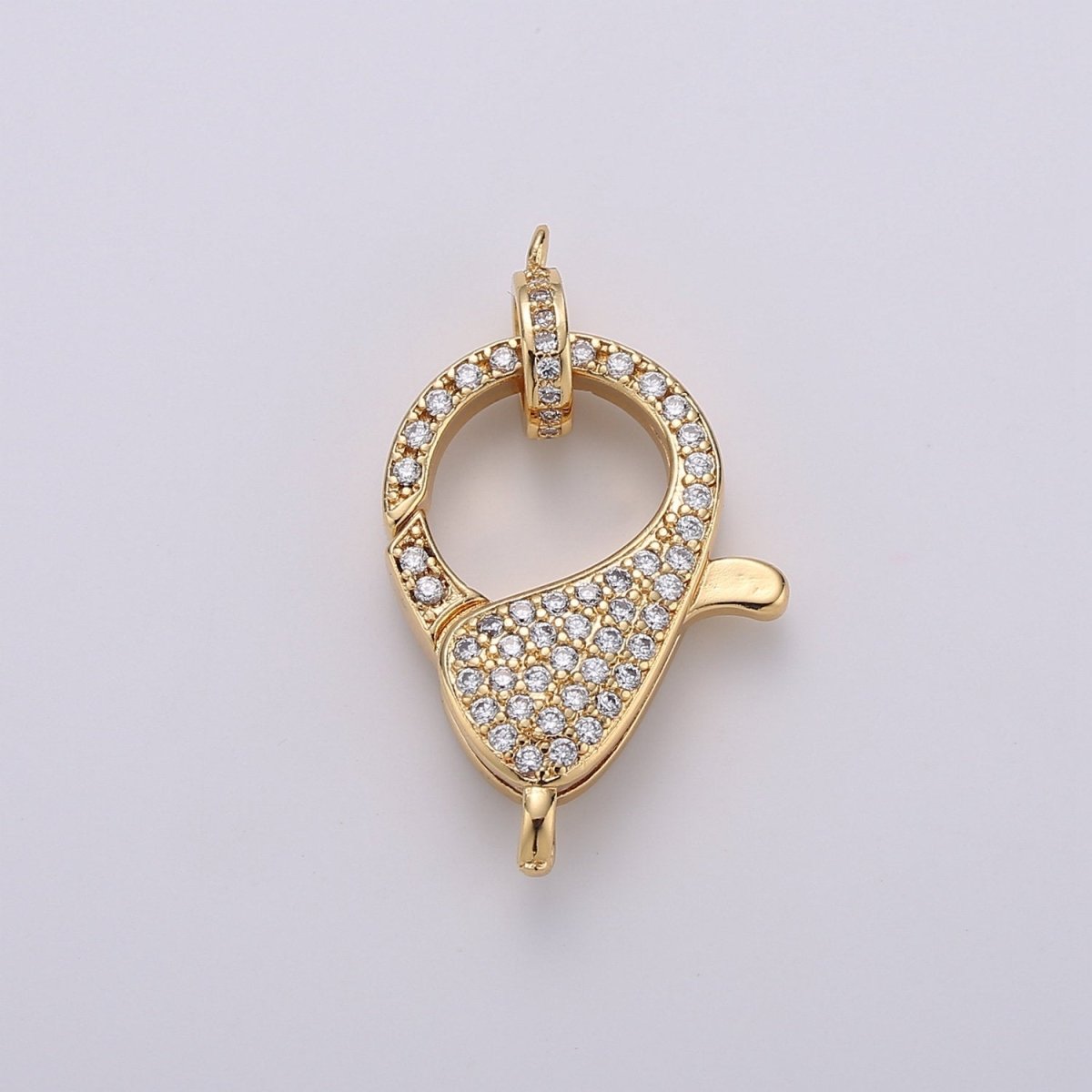 Gold Full Pave Lobster Clasp, Clear Pave Clasp Rainbow Pave Clasp for Necklace Bracelet End Clasp K-916 K-917