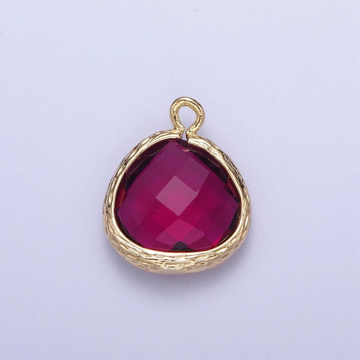 Gold Geometric Abstract Round Green, Fuchsia Cubic Zirconia Charm AG-001 AG-002