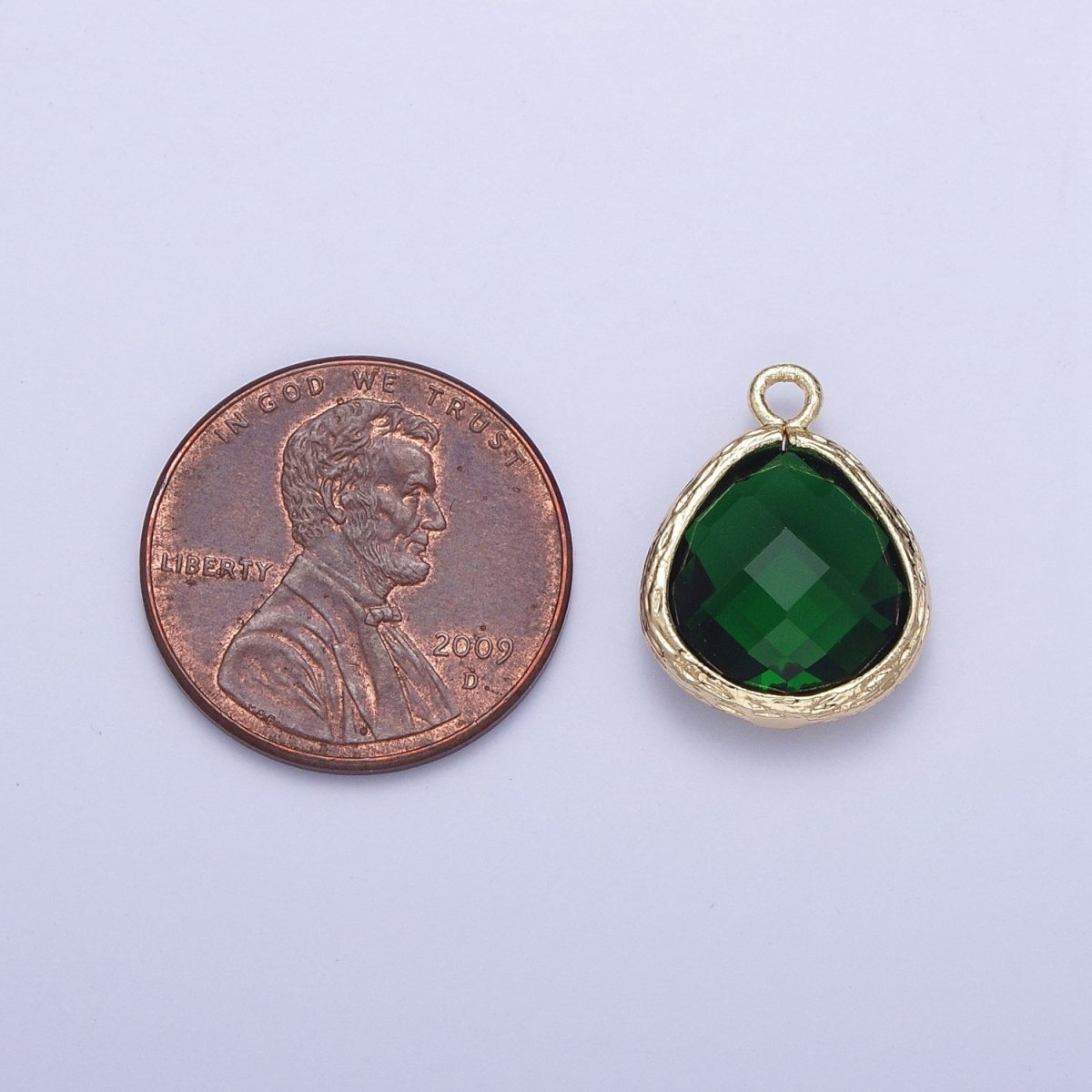 Gold Geometric Abstract Round Green, Fuchsia Cubic Zirconia Charm AG-001 AG-002