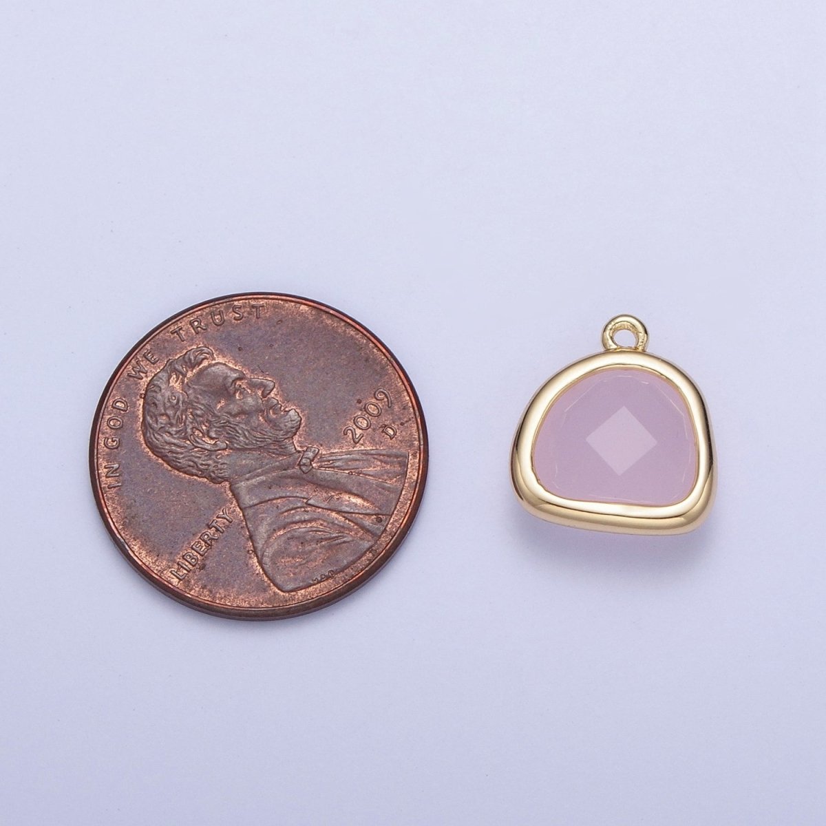 Gold Geometric Abstract Round Pink/Teal Cubic Zirconia Charm AG-003 AG-004