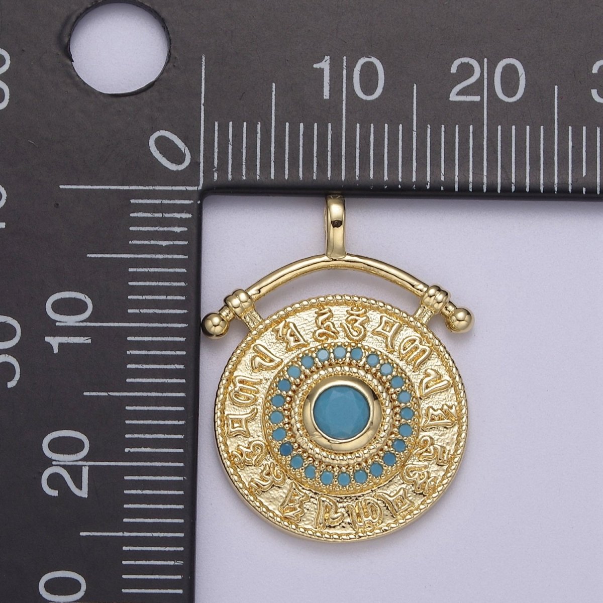 OS Gold Gong pendant Prayer Yoga necklace Charm Buddhist Medallion Jewelry J-520