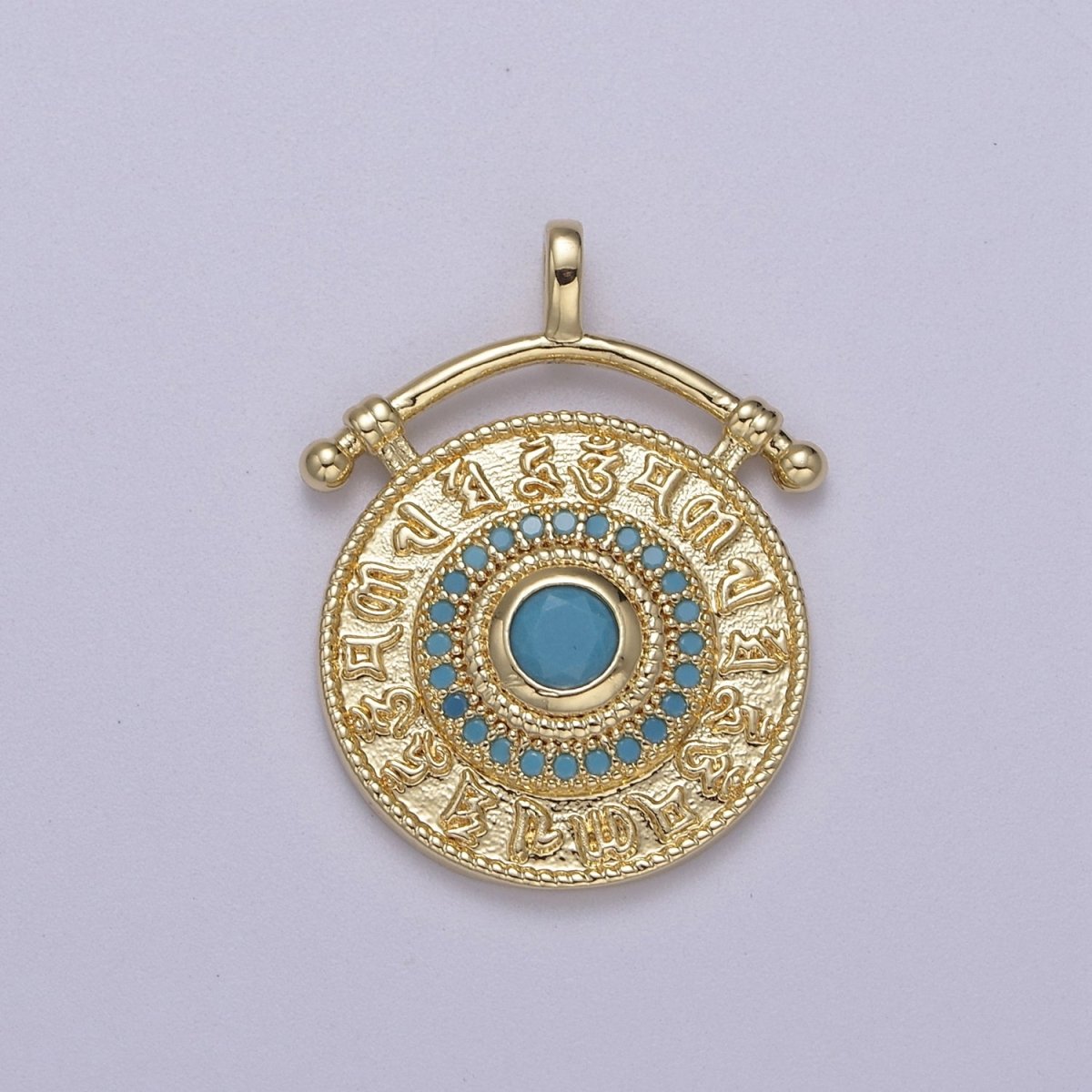 OS Gold Gong pendant Prayer Yoga necklace Charm Buddhist Medallion Jewelry J-520