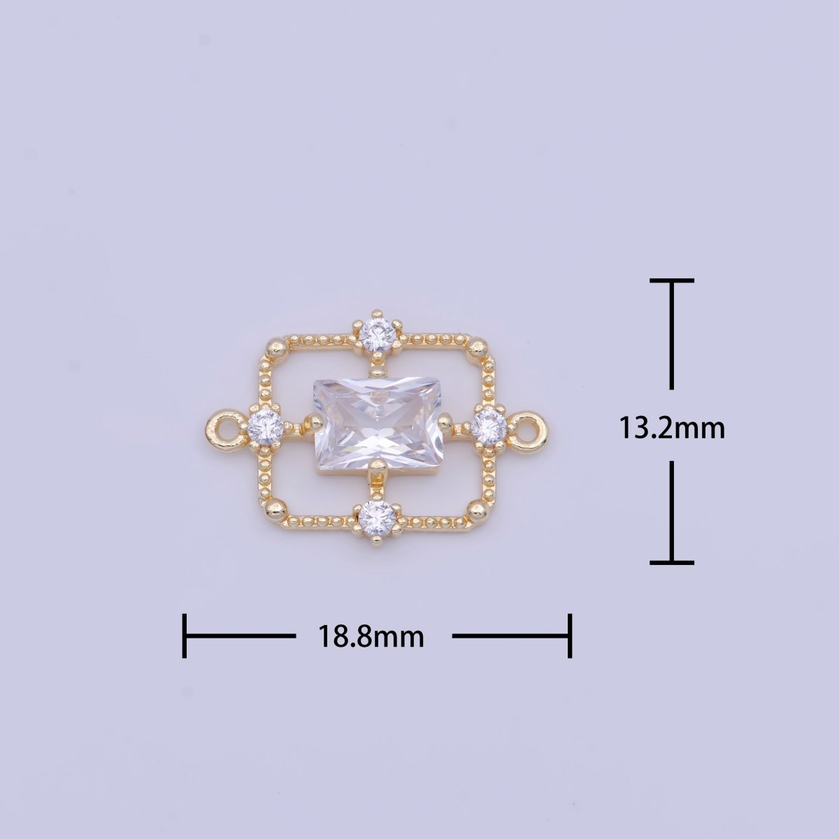 Gold Green / Clear Baguette CZ Charm Connector Geometric Rectangle Link Connector Supply G-562 G-563