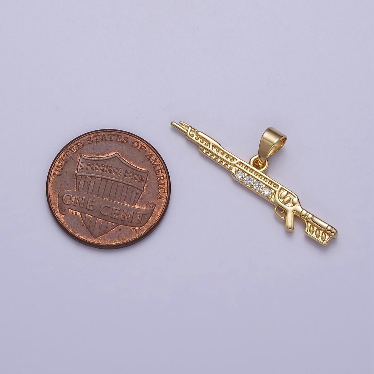 Gold Gun Charm Rifle Pendant, Shotgun Charm Jewelry Supply J-436 - DLUXCA