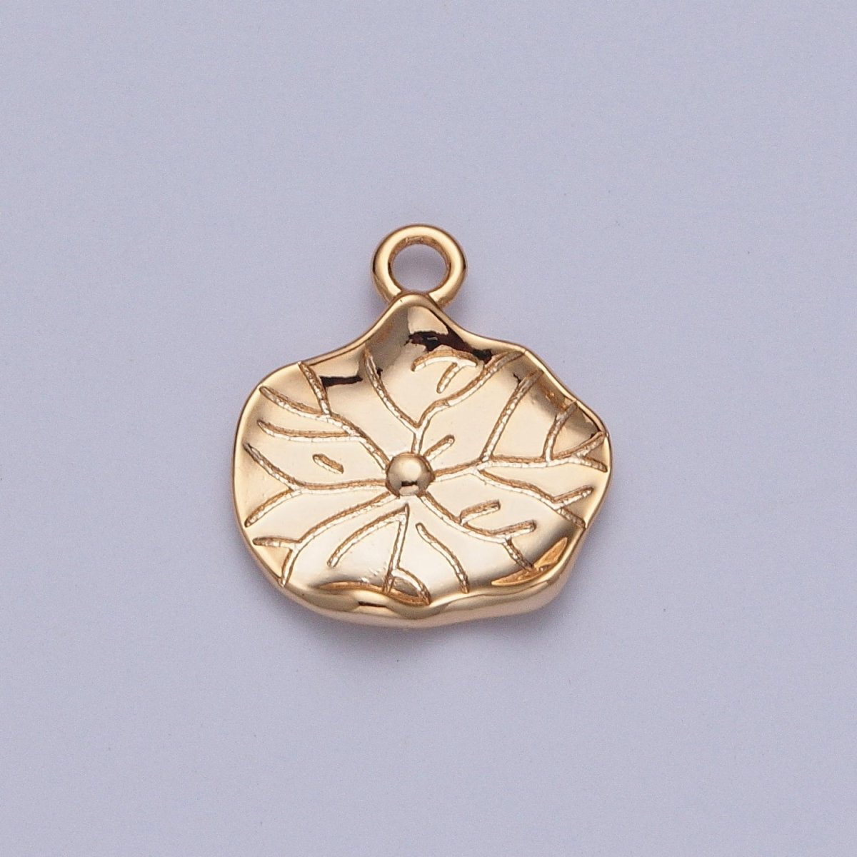 Gold Hammered Lily Pad Leaf Nature Charm Jewelry Making Component | X-200 - DLUXCA