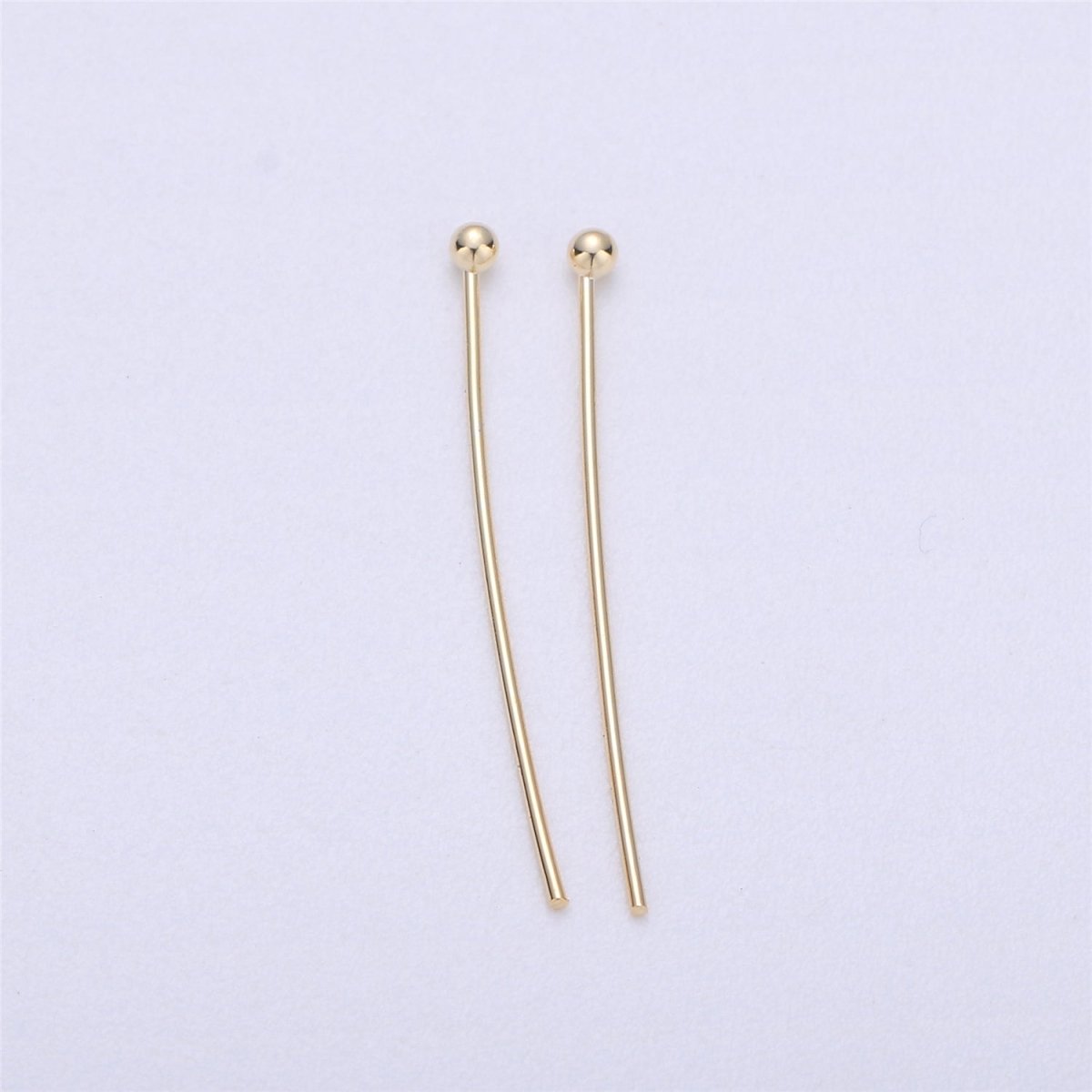 Gold Head Pins Ball Point Headpins, 0.6mm (22 Gauge) by 30mm, 35mm, 40mm | L532 - L535