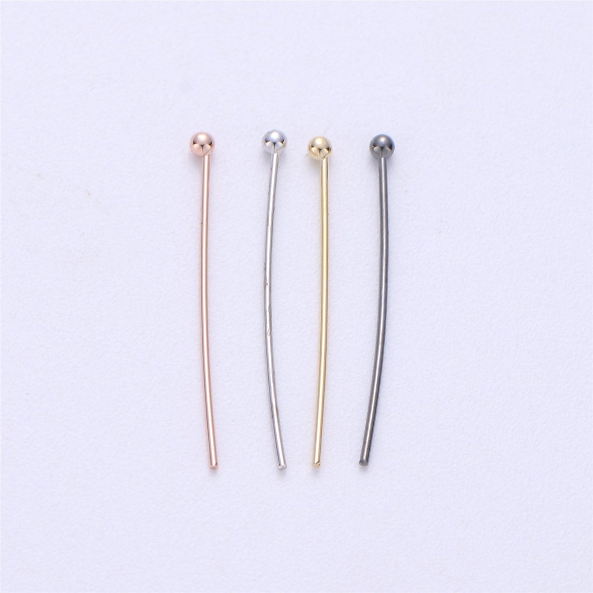 Gold Head Pins Ball Point Headpins, 0.6mm (22 Gauge) by 30mm, 35mm, 40mm | L532 - L535