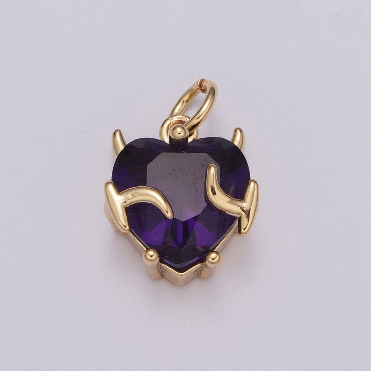 Gold Heart Charm Necklace Pink Purple Clear Red Heart Necklace Bracelet Charm Add on Charm M-774 - M-777