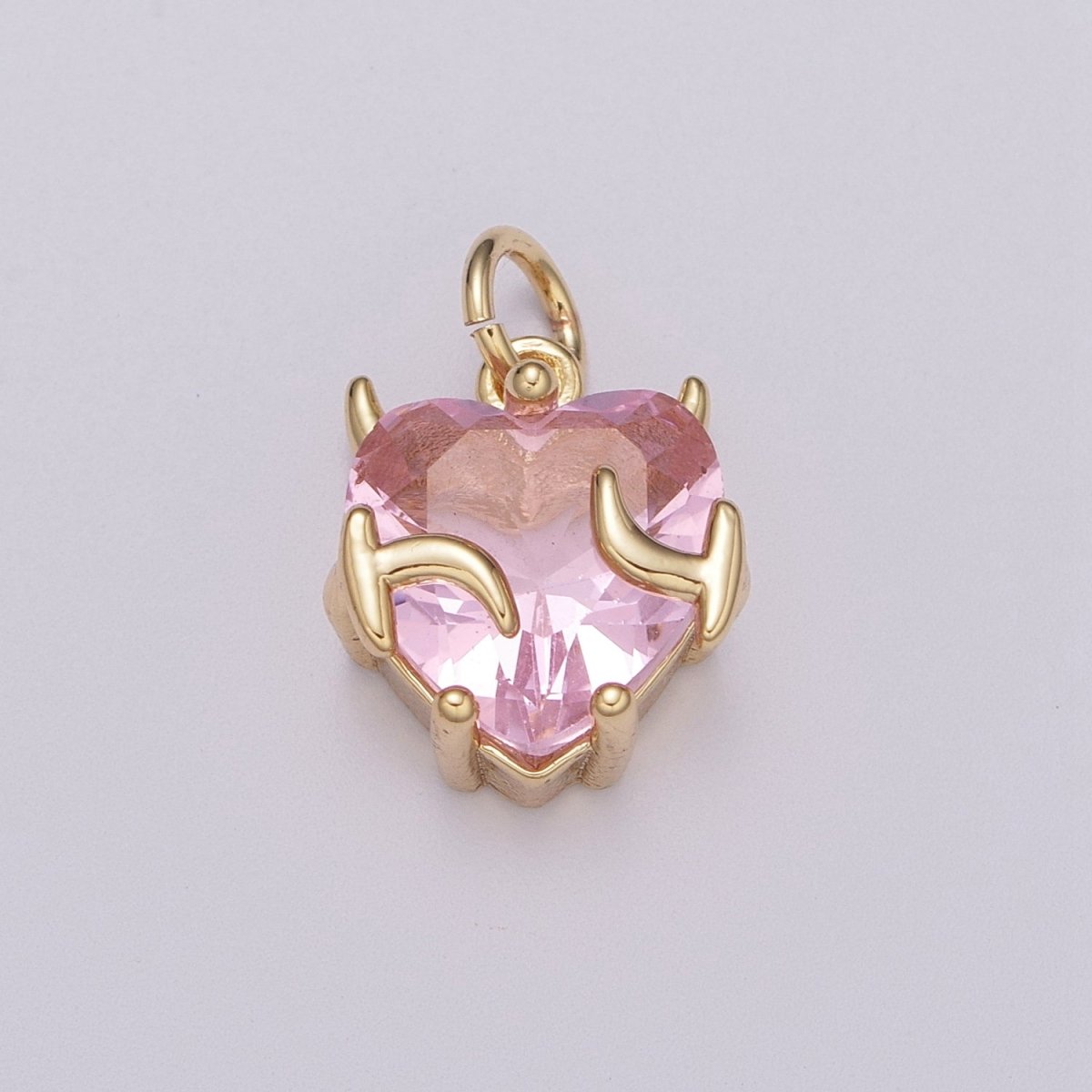 Gold Heart Charm Necklace Pink Purple Clear Red Heart Necklace Bracelet Charm Add on Charm M-774 - M-777