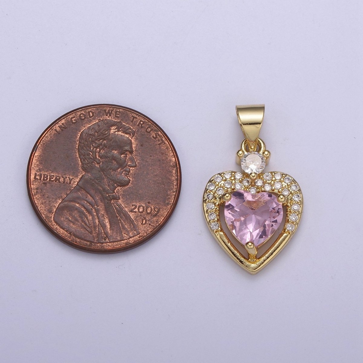 Gold Heart Geometric Shape Zircon Charm, Love Gemstone Pendant Charm Wholesale H-356 H-357 H-358 H-362