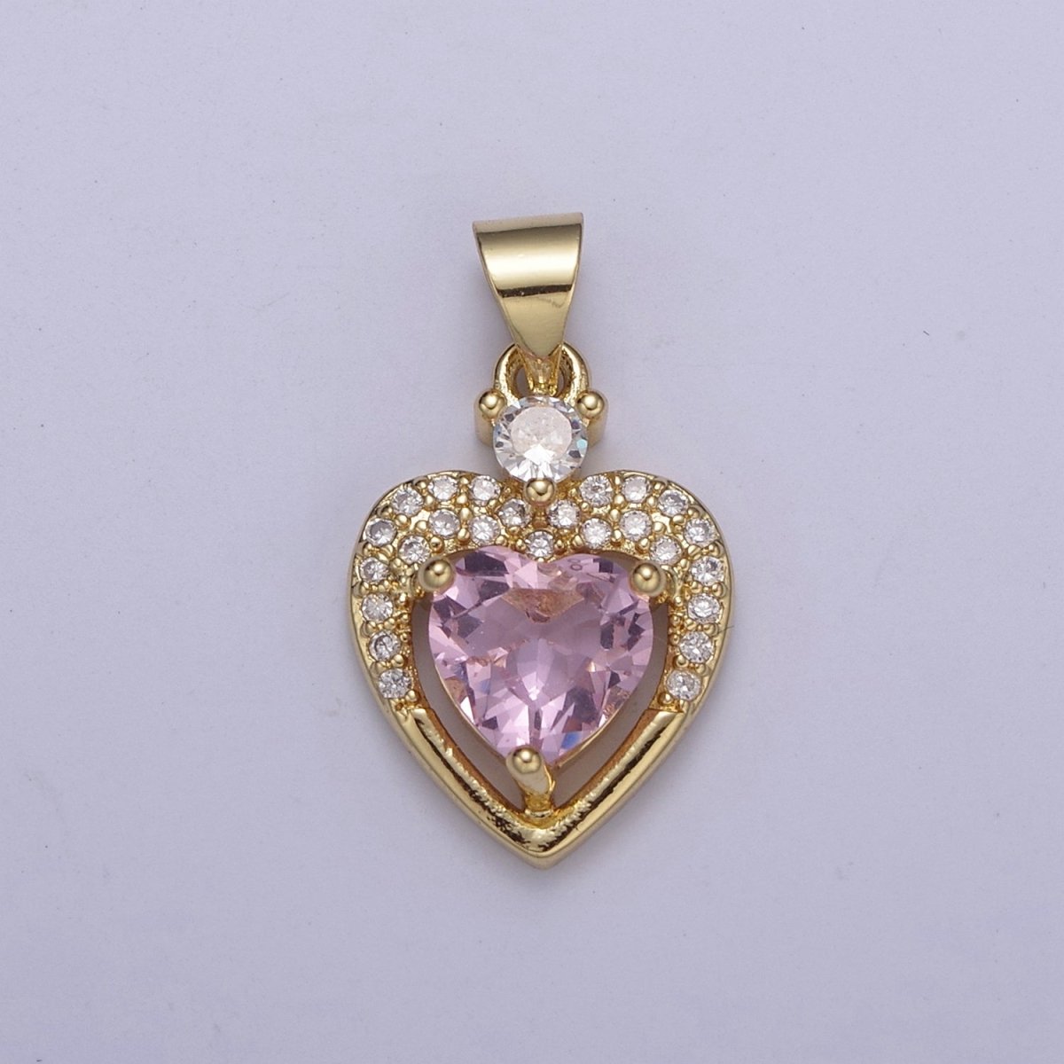 Gold Heart Geometric Shape Zircon Charm, Love Gemstone Pendant Charm Wholesale H-356 H-357 H-358 H-362