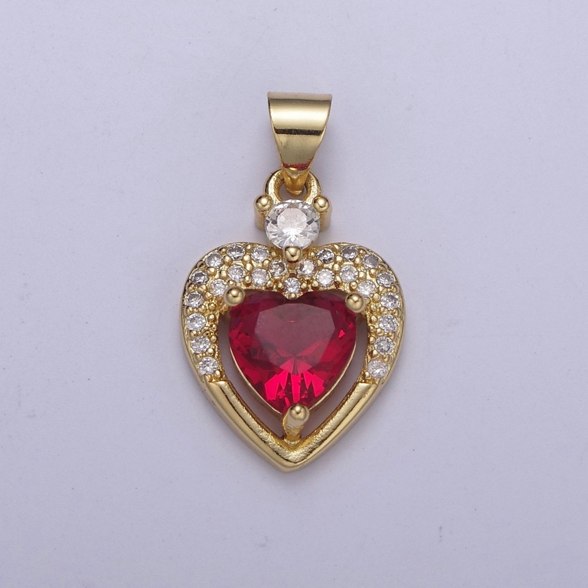 Gold Heart Geometric Shape Zircon Charm, Love Gemstone Pendant Charm Wholesale H-356 H-357 H-358 H-362
