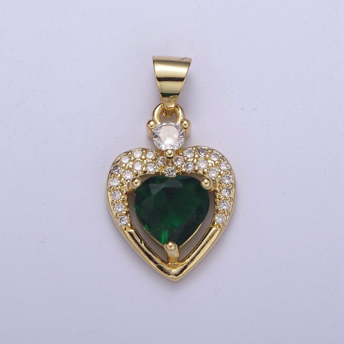 Gold Heart Geometric Shape Zircon Charm, Love Gemstone Pendant Charm Wholesale H-356 H-357 H-358 H-362