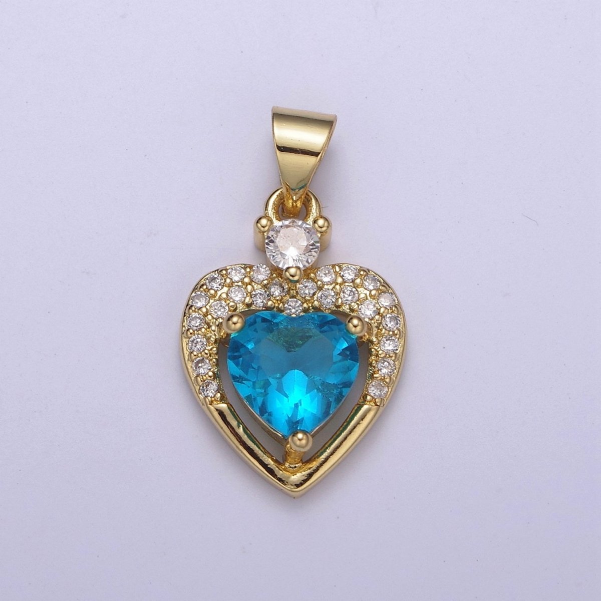 Gold Heart Geometric Shape Zircon Charm, Love Gemstone Pendant Charm Wholesale H-356 H-357 H-358 H-362