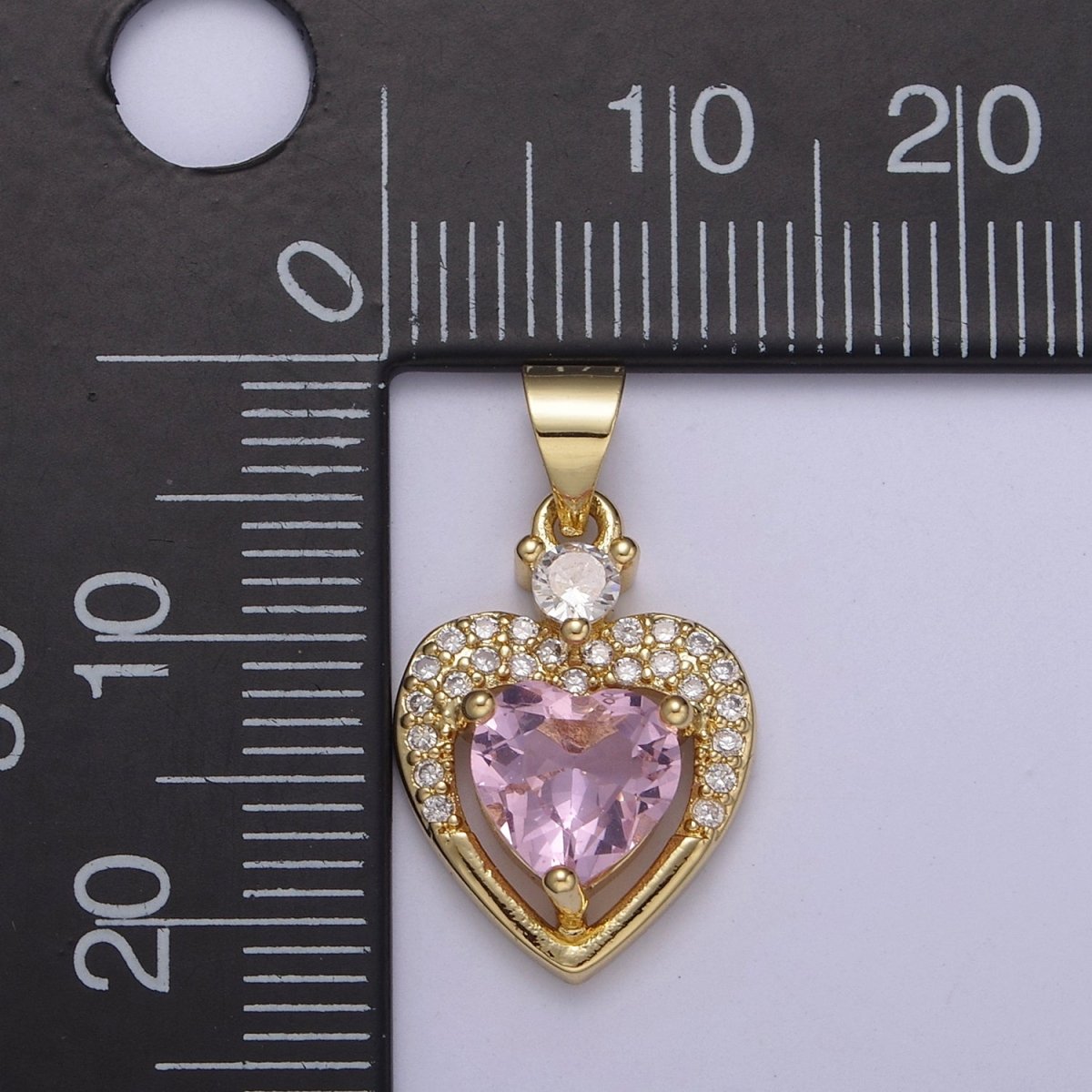 Gold Heart Geometric Shape Zircon Charm, Love Gemstone Pendant Charm Wholesale H-356 H-357 H-358 H-362