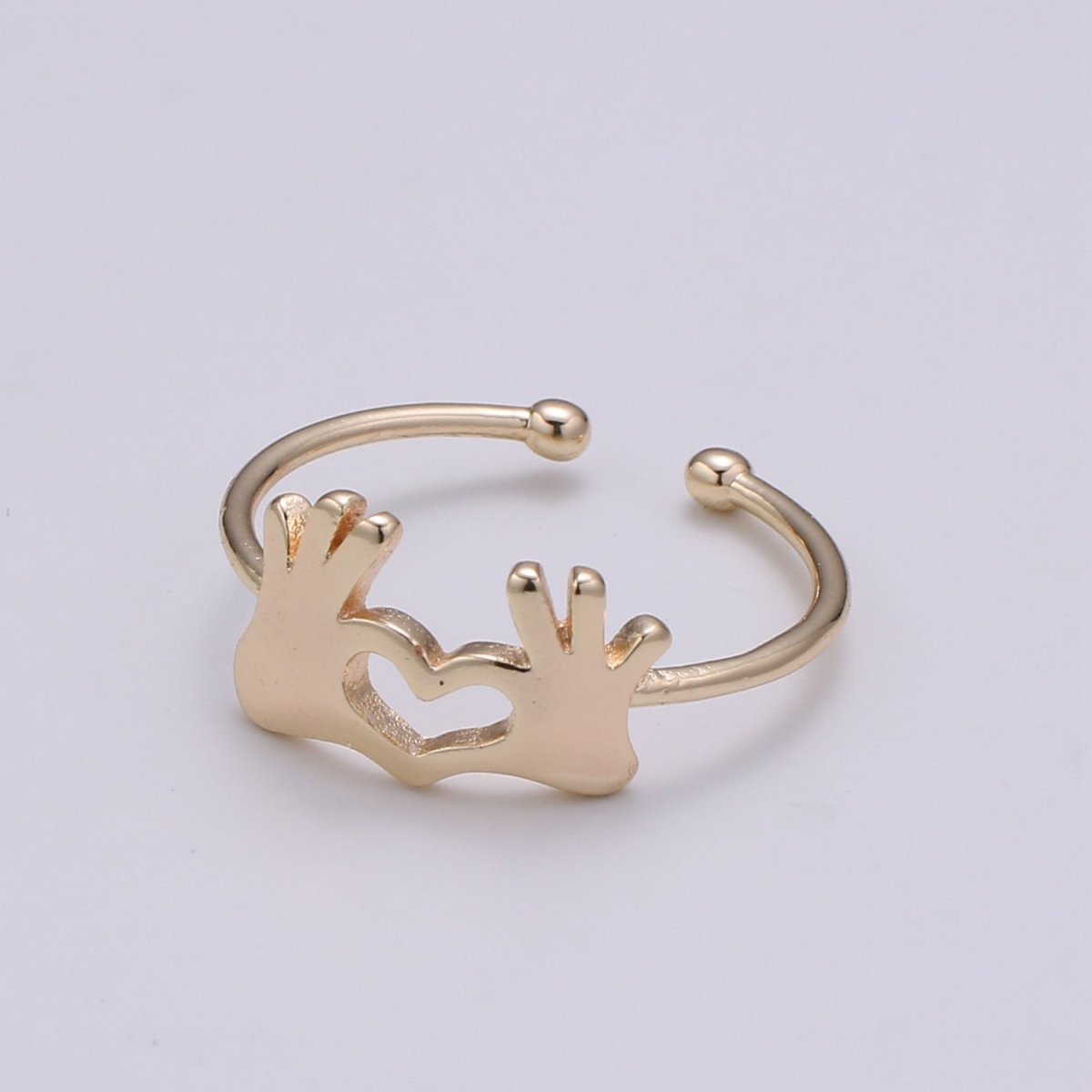 Gold Heart Hand Gesture Ring Heart Shaped Hands - Heart Sign - Heart Hands Ring- Hands Jewelry for Valentine Gift BFF friend R-245