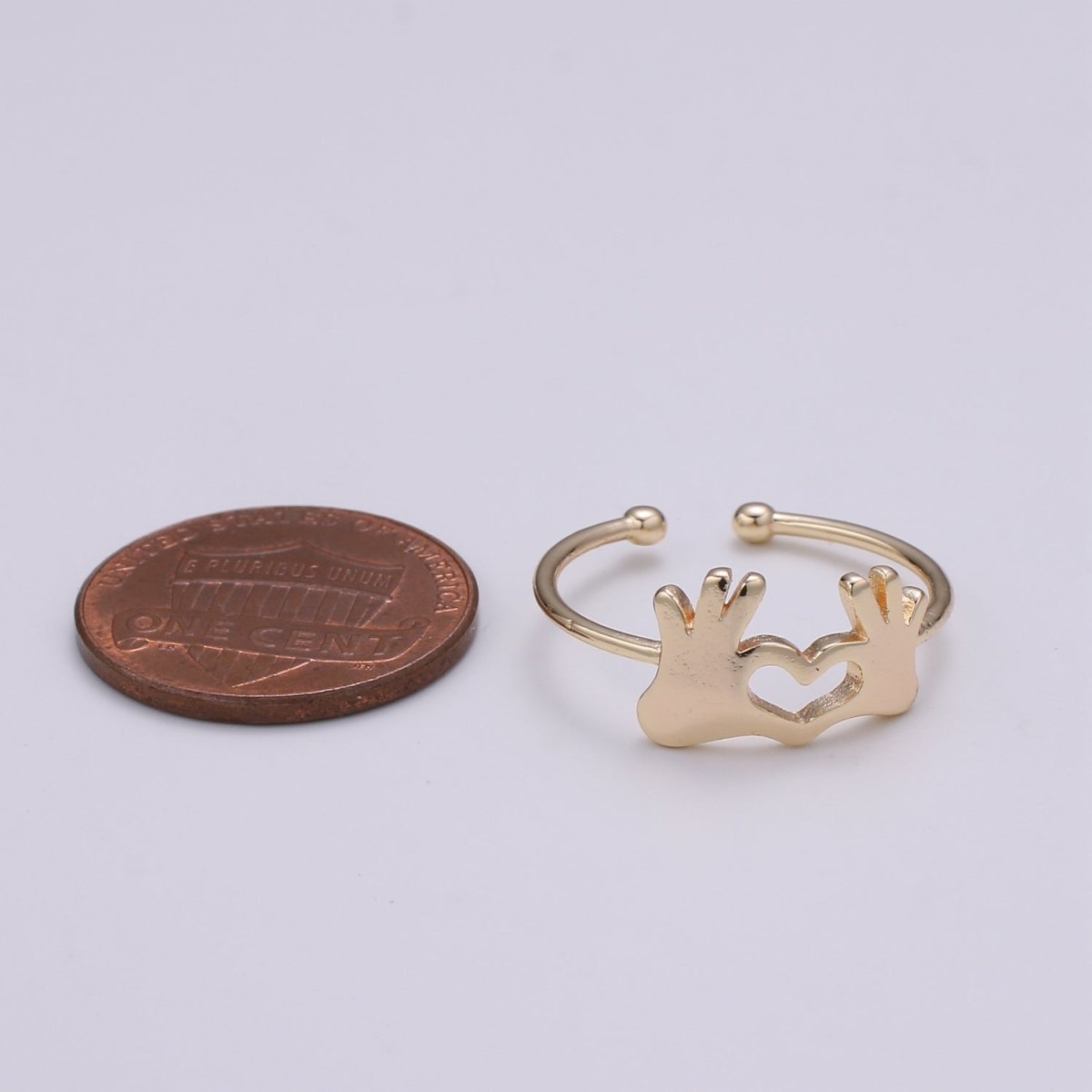 Gold Heart Hand Gesture Ring Heart Shaped Hands - Heart Sign - Heart Hands Ring- Hands Jewelry for Valentine Gift BFF friend R-245