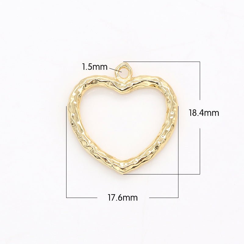 Gold Heart Hollow Charm Heart Love Geometric Charm Pendant GP-155